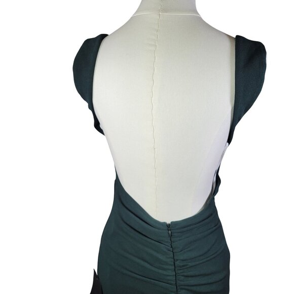 Lulus Alluring Temptation Emerald Backless Ruched Mermaid Maxi Gown Size S - Picture 5 of 6